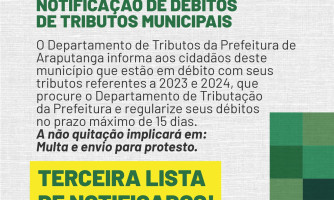 TERCEIRA LISTA DE NOTIFICAÇÃO | Débitos Municipais